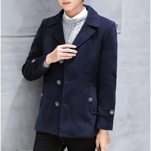 Jacket Woolen For Mens Winter Coat Men Short Overcoat Korean Man Coats Abrigos Casaco Masculino KJ250