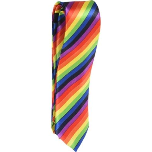 Men Fashion Casual Skinny Slim Narrow Tie Formal Wedding Party Necktie, #19 (Rainbow color stripes)
