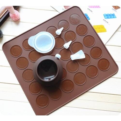 Silicone Macaron Cake Mold Kit, 30 Holes Macaron Silicone Mat+Dessert Decorative Nozzle Tool set,Macron Baking , 20sets/lot