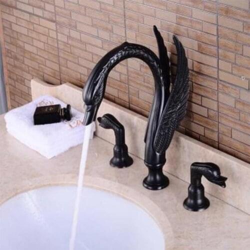 New arrival Luxury high quality ORB finished cold and hot bathroom swan design widespread 8' sink faucet basin faucet