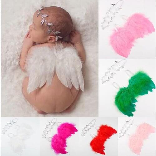 Newborn Photography Props White Angel Wing Baby Photos Props Feather Wing Girls Hair Kids Baby Photography Hair Accessories