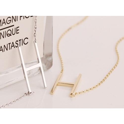 Necklaces For Women Simplicity Real Silver 925 Jewelry Fashion Goth Gold Chains Sterling Undefined Pendant Double Letter H Big