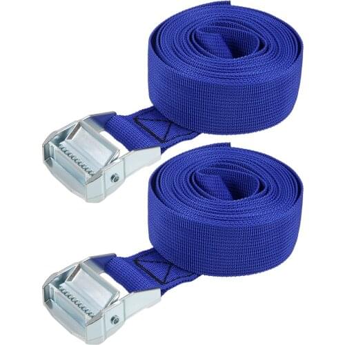 Uxcell 3.5Mx38mm Lashing Strap Cargo Tie Down Straps w Cam Lock Buckle 500Kg Work Load, Blue, 2Pcs