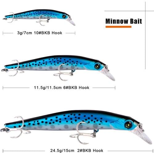 Minnow Fishing Lure 3g/11.5g/24.5g Hard Bait Artificial Wobblers Plastic Bass Trout Tackle