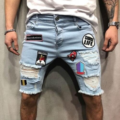2019 Shorts Men Hole Casual Shorts New Fashion Leisure Mens Ripped Short Jeans Male Clothing Summer Cotton Shorts Breathable
