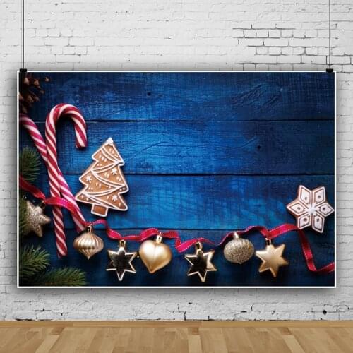 Dark Blue Planks Backgrounds For Photography Merry Christmas Festivals Star Ball Pine Baby Child Photozone Photographic Backdrop