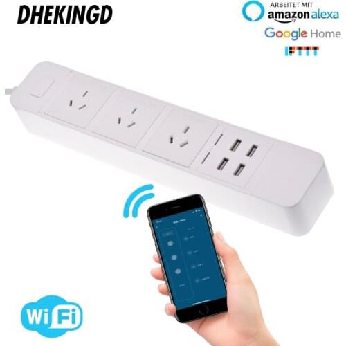 Power Strip Wifi USB Smart AU Plug Overload Switch Surge Protector 3 Outlet 4 Port USB Charger 1.8m 10A wifi socket