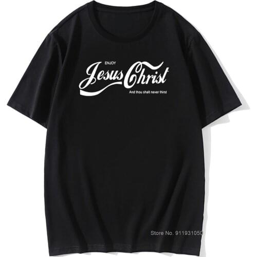 Enjoy Jesus Christ The Real King Christian Funny Faith Graphic Vintage Cool Cotton Short Sleeve T Shirts O-Neck Harajuku T-shirt