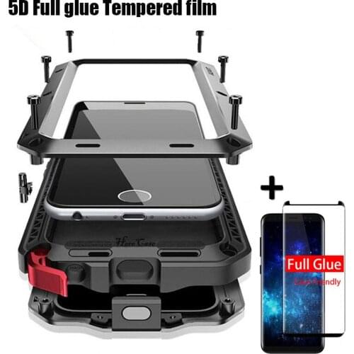 5D Full Glue Tempered Film For Samsung Note10 S10 S10P S8 S8Plus S9 S9Plus Note 8 Luxury doom Armor Case Metal Shockproof Cover