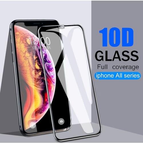 10D Protective Glass on the For iPhone 6 6s 7 8 plus XR X XS glass full cover iPhone 11 Pro Max Screen Protector Tempered Glass