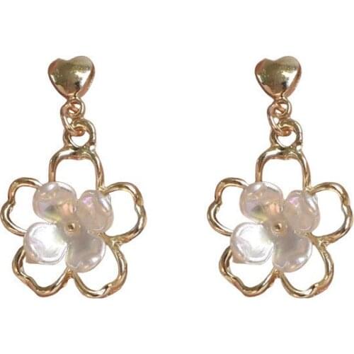 POTCET Korea 2021 Fashion Trend Womens Flower Earrings Geometric Trend Retro Earrings 2021 Womens Jewels Free Shipping