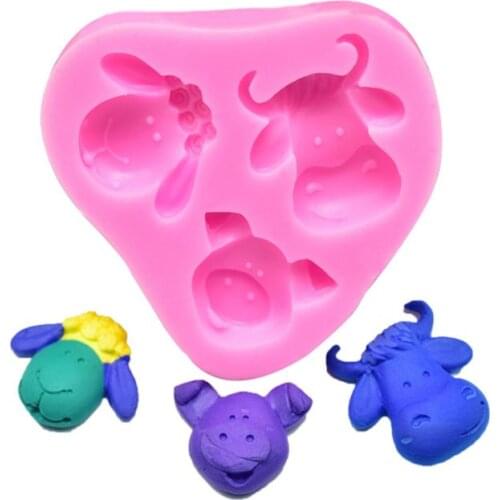 Animals Sugarcraft Silicone Mold For Cake Decorating Cow Sheep Pig Head Fondant