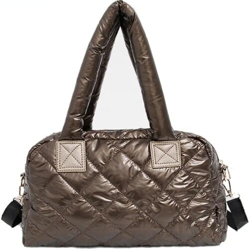 Winter new bale casual bag for women Casual cotton space quilted feather bag for women Grillwork female handbag shoulder bag