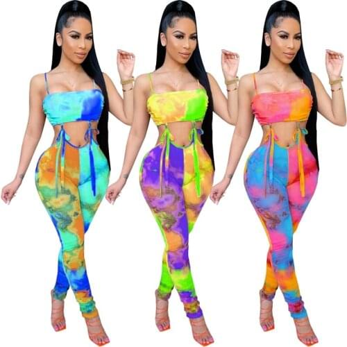 ZKYZWX Sexy Tie Dye Bandage Jumpsuit Off Shoulder Birthday Clothes for Women Backless Streetwear Rompers One Piece Club Outfits