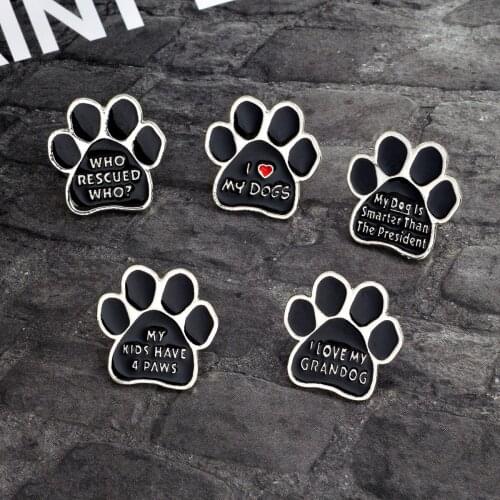 Who rescued whoLetter i love my dogs Cute Bears paw pins Brooch Coat Jewelry ornament Children reward souvenirs Badge wholesale