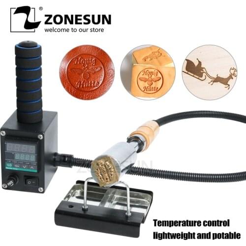 ZONESUN Hand-Held Leather hot foil Stamping Machine Copper mould stamp Wooden Paper LOGO Labeling Soldering Hot Pressing