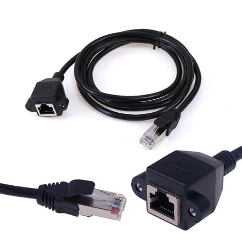 1Pc RJ45 Male to Female Screw Panel Mount Ethernet LAN Network Extension Cable