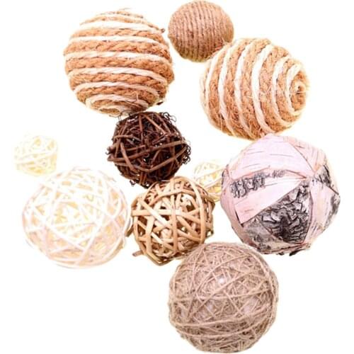 10Pieces Rattan Ball Natural Woven Wicker Balls for Wedding Christmas Decoration Tabletop Decor