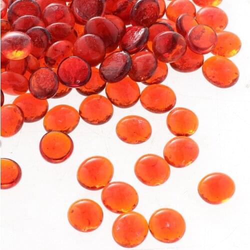 100Pcs Glass Vase Fillers, Flat Marbles, Stone Gem for Centerpieces, Decorative Glass Beads, Glass gems, Orange