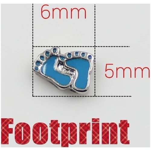 20Pcs/lot Blue Footprint Floating Charms Hand-made DIY for Glass Lockets