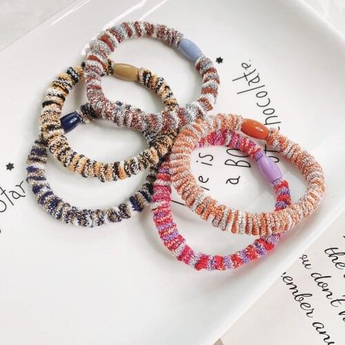 5Pcs/lot Elastic Hair Band Women Hair Rubber Bands High Elasticity Elegant Knitted Stripes Gum for Hair Girls Hair Accessories