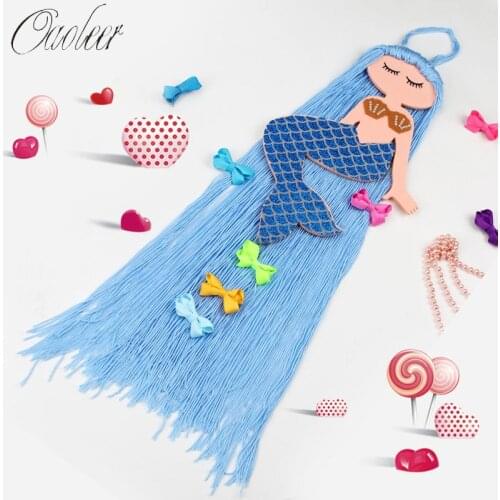 Oaoleer Hair Accessories Mermaid Hair Bows Storage Belt for Girls Hair Clips Barrette Hanger Organizer Hairband Scrunchy Holder