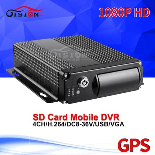 1080P GPS 4CH Dual SD Mobile Dvr H.264 AHD Car Video Recorder For Bus Truck Playback Loop Recording I/O Alarm GPS Track Record