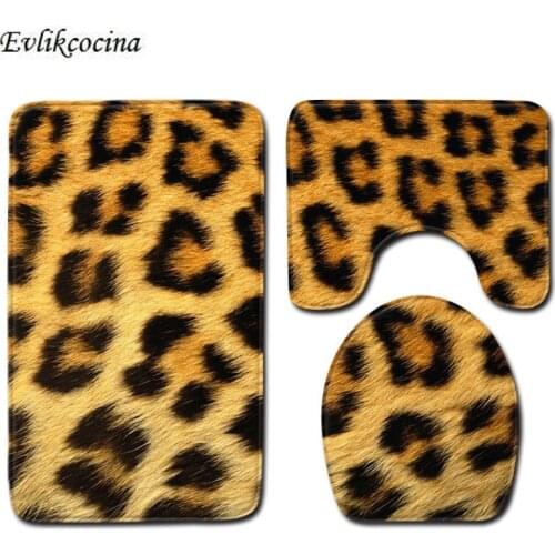 Free Shipping 3 Pcs Animals Fur Patterns Bath Mats Set Anti Slip For Bathroom Tapete Banheiro Washable Toilet Rugs Alfombra Bano
