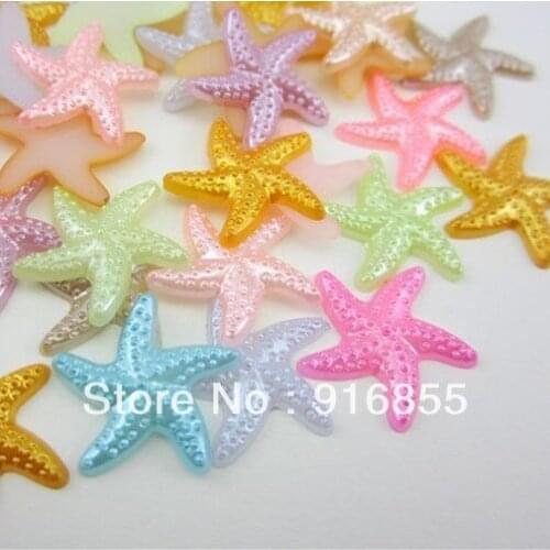Free Shipping 500pcs 20mm mixed color starfish shape Flatback ABS imitation pearl beads