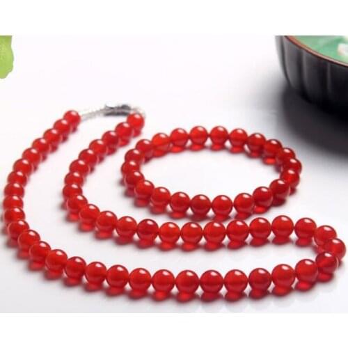 Free Shipping Chinese Nature Red green Color agate Womens mens Necklace 8mm