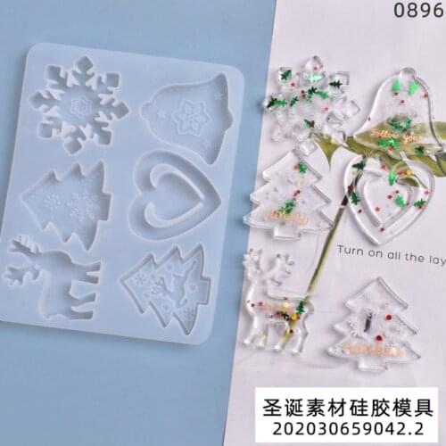 1 Piece Crystal Epoxy Resin Mold Christmas Material Transparent Pendant Silicone Mold