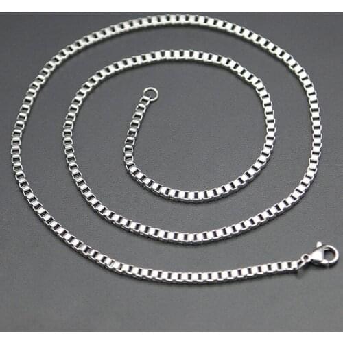 Classic Silver Box Chain 2.5mm Stainless Steel box Necklace Chain For women men locket pendant