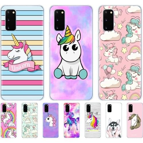Silicon phone cover case for samsung galaxy S20 PLUS Ultra S10 lite cover for samsung note 10 plus lite Rainbow Unicorn cute