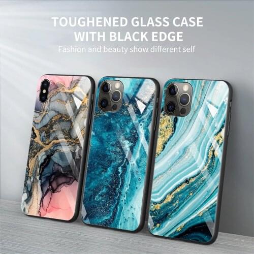 Tempered Glass Phone Case For iPhone 12 11 Pro Max Shell For iPhone Xs Max XR XS 7 8 Plus 11 Pro colorfull marble