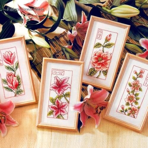 Fishxx Cross Stitch Kit European Magazine Crazy51-3 Four Flower Seasonal Flower Four