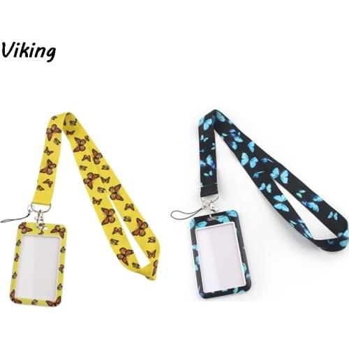 G1585 Butterfly Necklack Lanyard Key Gym Strap Multifunction Mobile Phone Decoration With Cartoon Card Holder Cover
