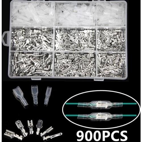 900PCS Insulated Male Female Wire Connector 2.8/4.8/6.3mm Electrical Wire Crimp Terminals Spade Connectors Assorted Kit