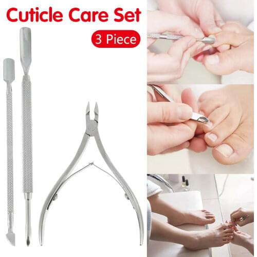 3 pcs/set Cuticle Care Set Cuticle Nippers Scissors Pushers Clippers Trimmer Dead Skin Remover Nail Art Manicure Pedicure Tools