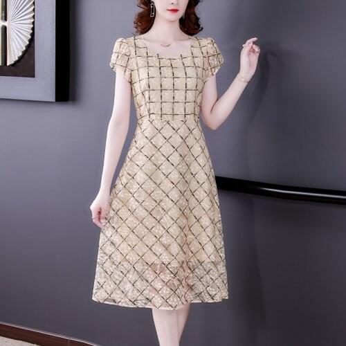Summer Lace Hook Flower Hollow Sexy Midi Dress 2021 Elegant Bodycon Party Vesrido Women Korean Fashion Casual Short Sleeve Dress