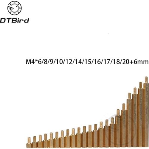 M4 Male 6 8 9 10 12 14 15 16 17 18 20 mm x M4 +6MM Female Brass Standoff Spacer Copper Hexagonal Stud Spacer Hollow Pillars
