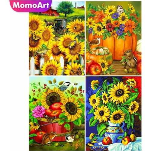 MomoArt Full Square Diamond Painting Sunflower 5D DIY Cross Stitch Kit Diamond Embroidery Flower Mosaic Art Christmas Decoration
