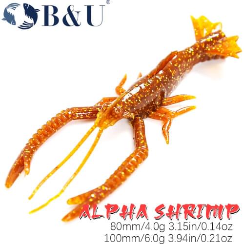 B&U 80mm 100mm Fishing Soft Lure Jig Wobblers Swimbait Silicone Baits Shrimp Bass Perch Lure Artifical Bait