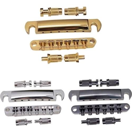 Guitar Bridge Locking Roller Tune-O-Matic TOM Bridge And Tailpiece Chrome Set For LP Electric Guitar Replacement Accessory
