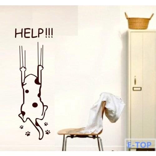 Dog Help Refrigerator Fridge Wall stickers kitchen glass decals House decoration cat quotes