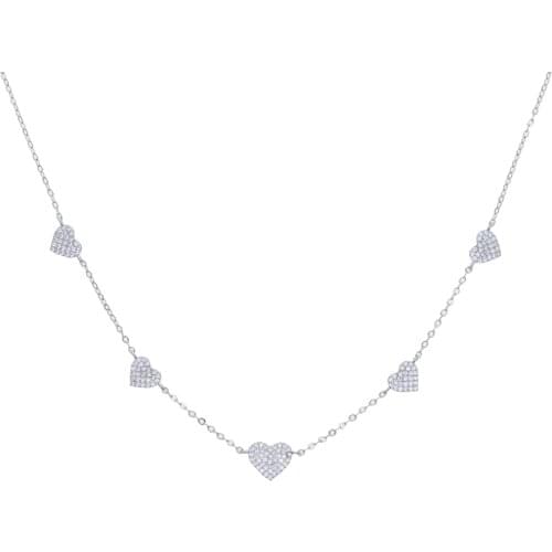 New Gold Silver Color Minimal Delicate Heart Pendant Necklace Bling cz Station Heart Charm Choker Mothers Day Gift Jewelry