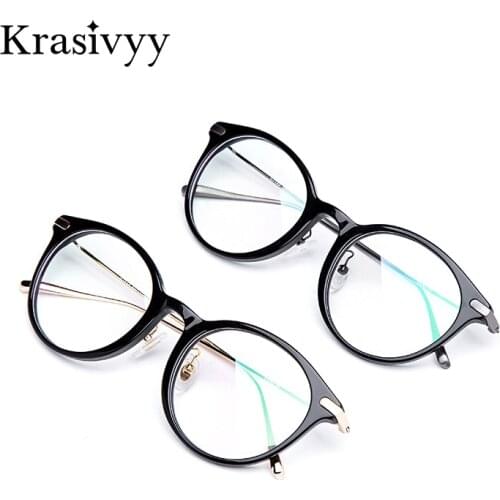 Krasivyy B Titanium Eyeglasses Frame Men 2020 New High Quality Vintage Round Optical Eye Glasses for Women Spectacles Eyewear