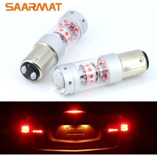 Pair 1157 BAY15D P21/5W 140W Red LED Brake Tail Stop Light Bulb For Ford Focus Fiesta S-MAX Mondeo EcoSport KUGA