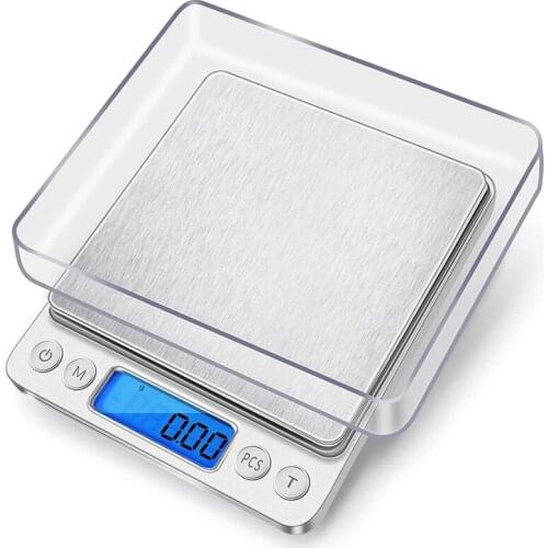 Food Scale, Digital Kitchen Scale Digital Weight, 2 Trays, Back-Lit LCD Display, Gram Scale for Cooking Baking, Fruits