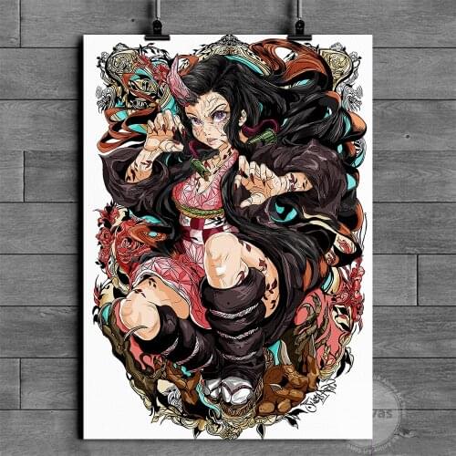 Anime Nezuko Demon Slayer Poster Pictures Home Manga Decoration Paintings Canvas HD Prints Wall Art Modular Living Room