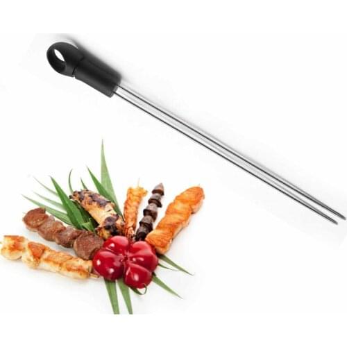 Thickness Stainless Steel Flat Meat Sticks With Skidproof Handle Camping Party Roast Flat Meat Fork BBQ Tool Set 5pc 36cm/14inch